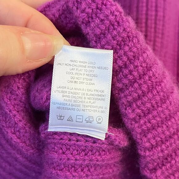 A.L.C. Melanie Sweater Orchid Medium 100% Wool Purple Chunky Knit Cropped Boxy - Picture 7 of 12
